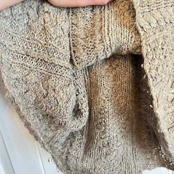 VINTAGE Express Tricot Hand Knitted Nubby Beige Mock Neck Sweater Women M - Picture 5 of 8